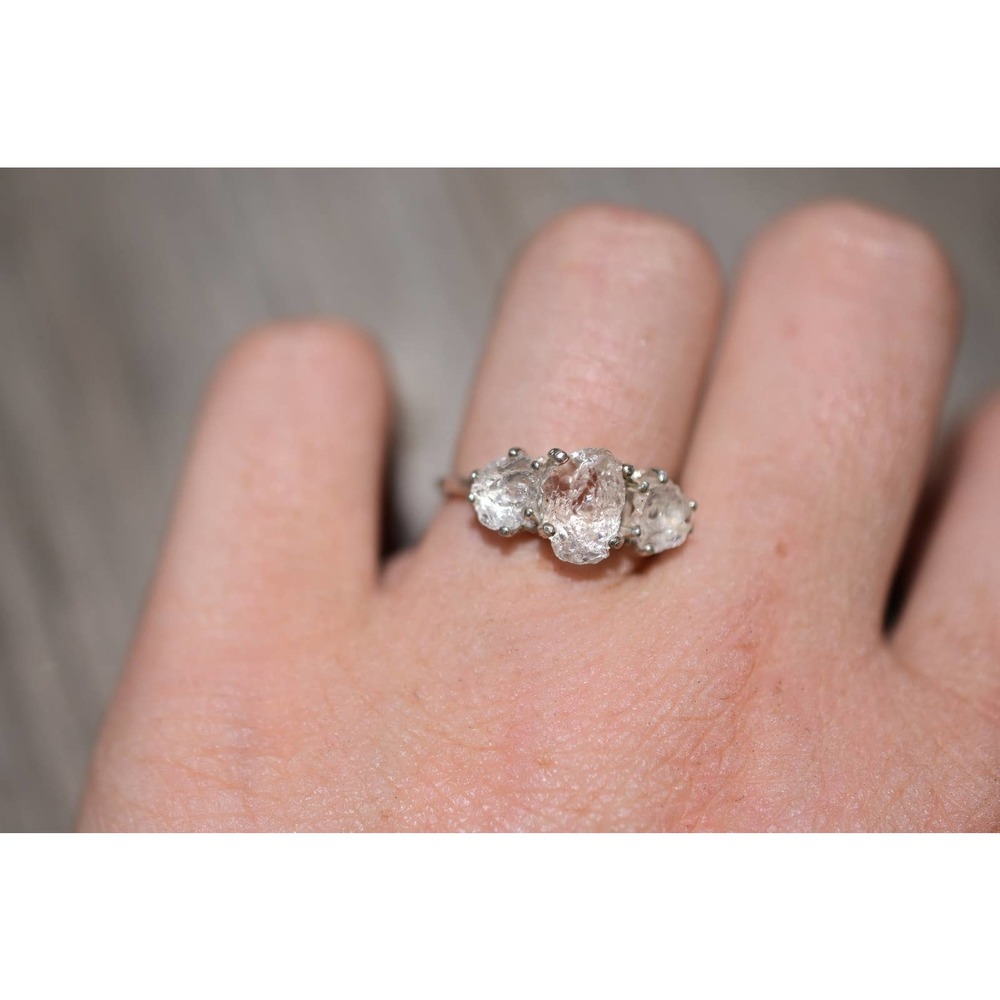 Unique One of a Kind Three Stone Raw Diamond Engagement Ring Size 3 4 5 …